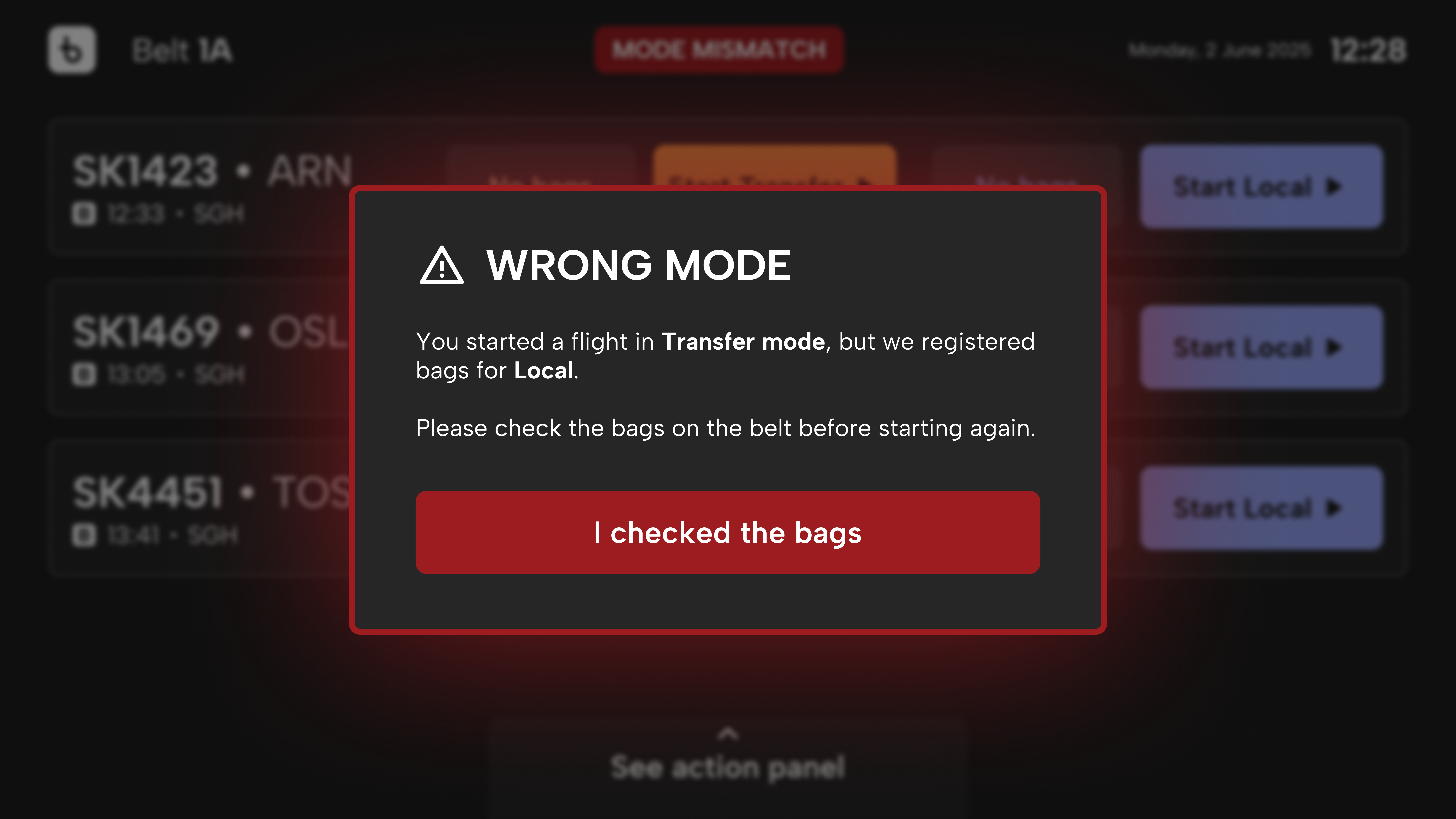 Mode mismatch recovery dialog
